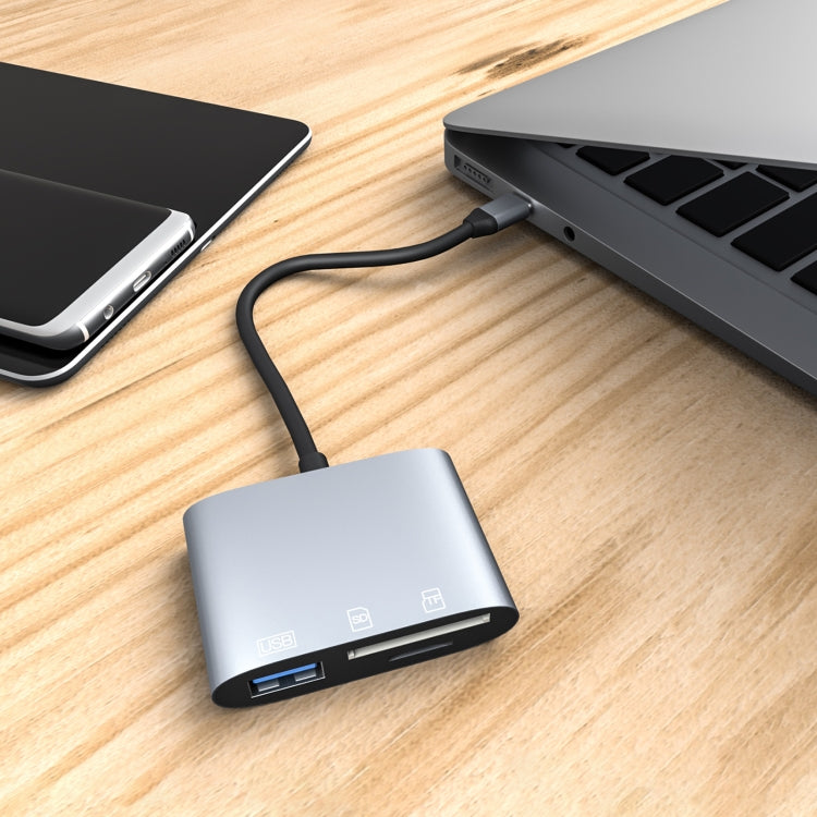NK-3041 3 in 1 USB-C / Type-C Male to USB Female + SD / TF Card Slots OTG Adapter SD / TF Card Reader, NK-3041 - HoMEdemic™ 