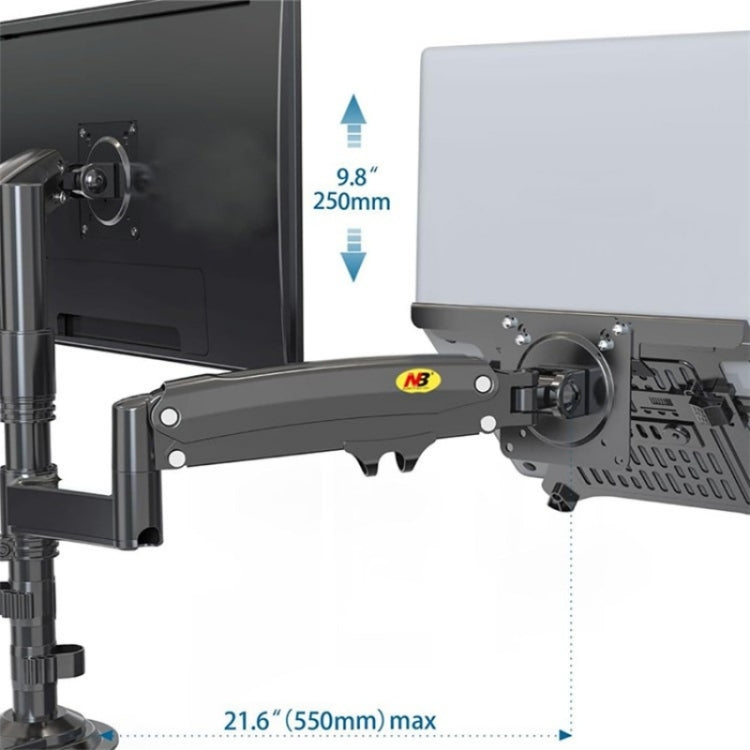 NORTH BAYOU NB H180 FP-2 Laptop Gas Spring Full Motion Dual Arm Clamp 22 - 32 inch LCD TV Monitor Desk Holder - HoMEdemic™ 