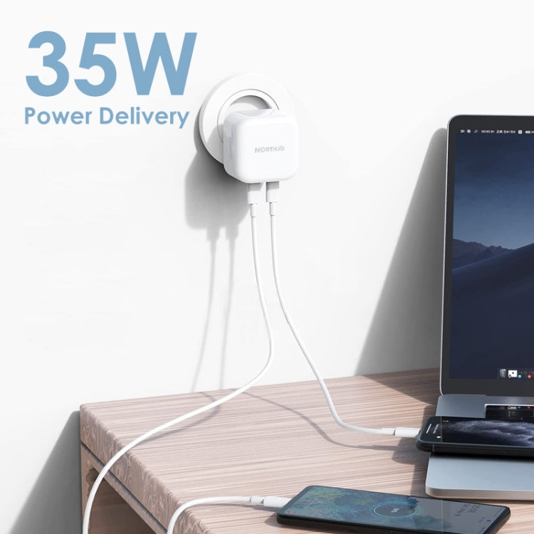 NORTHJO NOGAN3502 GaN PD PPS 35W Dual USB-C / Type-CWall Fast Charger, Plug Type:EU Plug(White) - HoMEdemic™ 