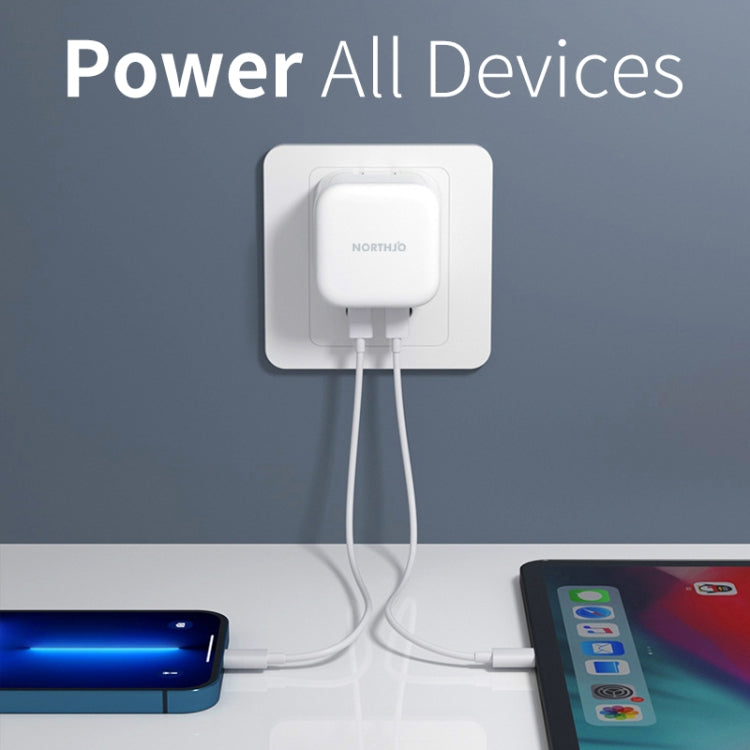NORTHJO NOGAN3502 GaN PD PPS 35W Dual USB-C / Type-CWall Fast Charger, Plug Type:EU Plug(White) - HoMEdemic™ 