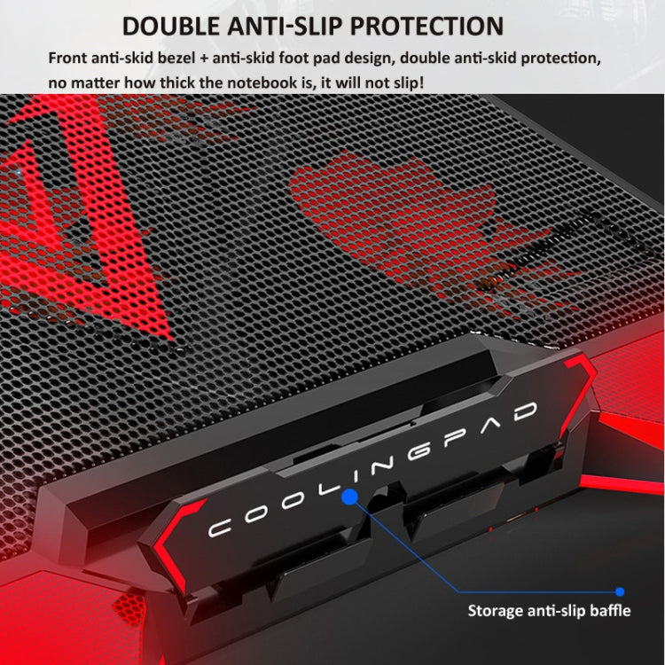 NUOXI 5 Fans Laptop Radiator Bracket Height Adjustable with Dual USB Ports(Black and Blue) - HoMEdemic™ 