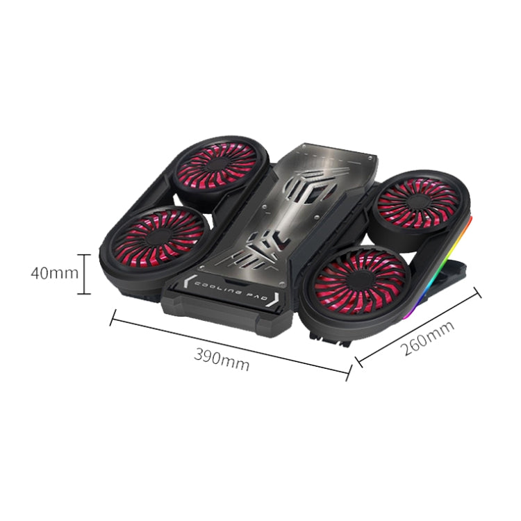 NUOXI Q6 RGB Lighting Effect Laptop Radiator with Phone Holder(Red) - HoMEdemic™ 