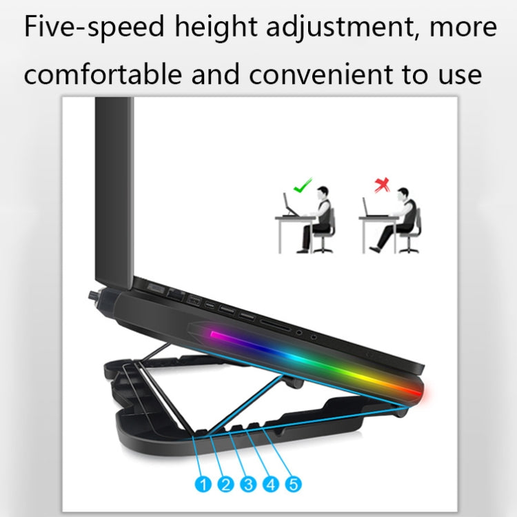 NUOXI Q6 RGB Lighting Effect Laptop Radiator with Phone Holder(Red) - HoMEdemic™ 