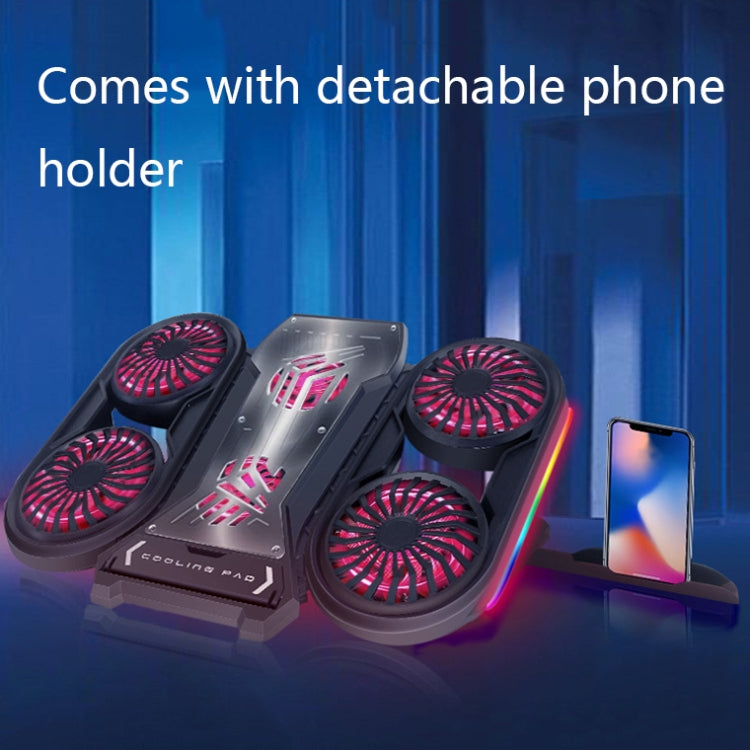 NUOXI Q6 RGB Lighting Effect Laptop Radiator with Phone Holder(Red) - HoMEdemic™ 