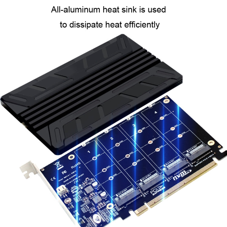 NVMe M.2 MKEY SSD RAID Array Motherboard PCIE Split Card Heatsink - HoMEdemic™ 