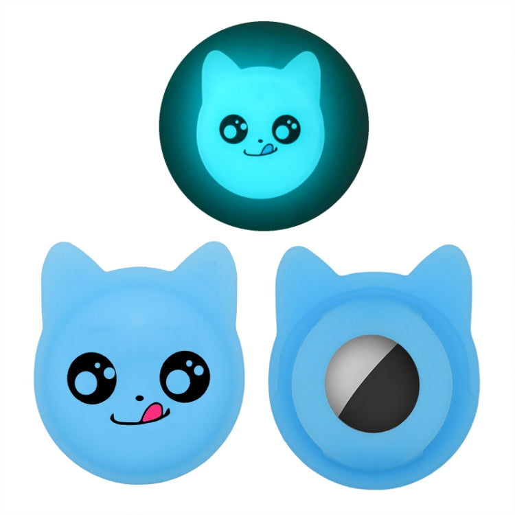 Naughty Smile Cute Cartoon Pet Collar Anti-lost Tracker Silicone Case For AirTag 2nd Gen / AirTag 1st Gen(Fluorescent Blue) - HoMEdemic™ 