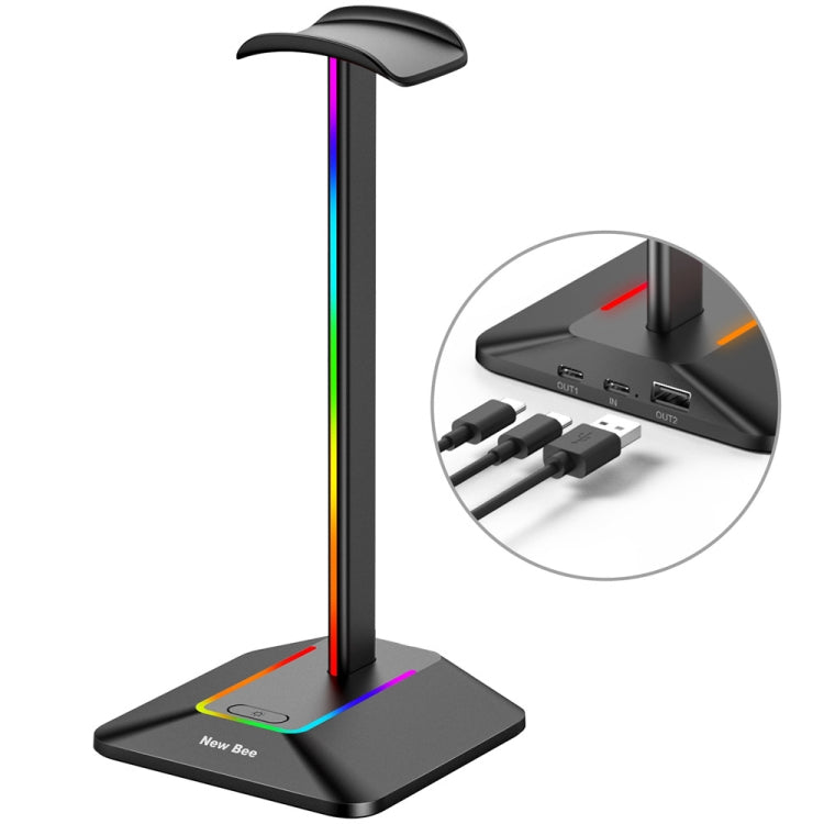 New Bee Dual Output Colorful Headset Display Rack HUB Expansion Headphone Holder, Color: Z8 Black - HoMEdemic™ 