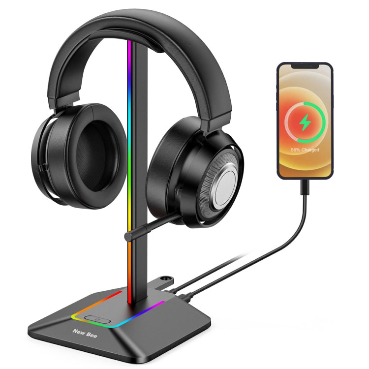 New Bee Dual Output Colorful Headset Display Rack HUB Expansion Headphone Holder, Color: Z8 Black - HoMEdemic™ 