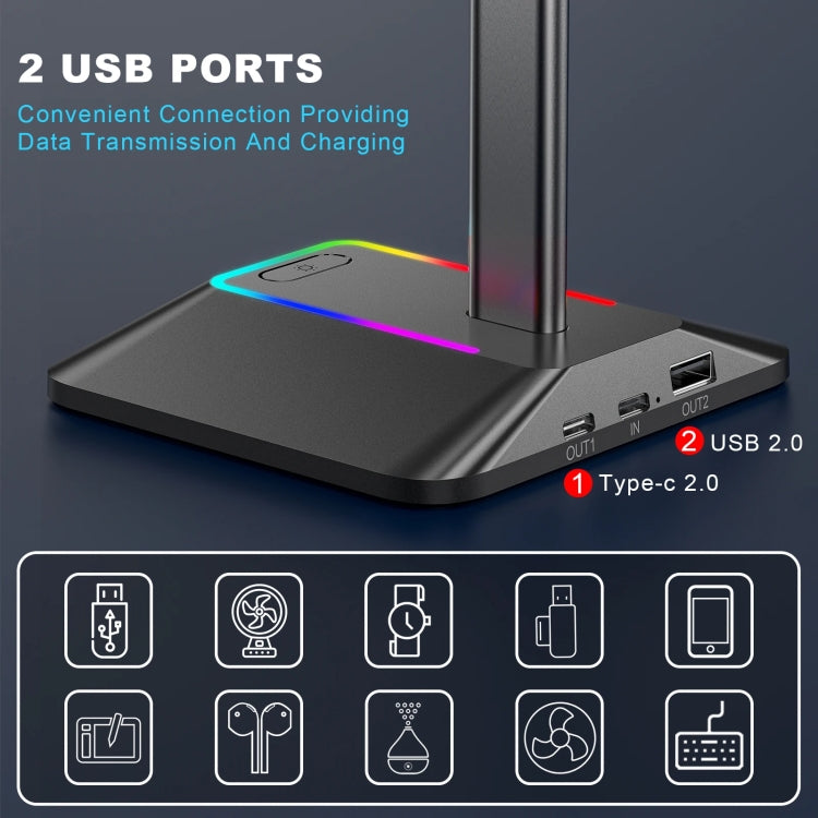 New Bee Dual Output Colorful Headset Display Rack HUB Expansion Headphone Holder, Color: Z8 Black - HoMEdemic™ 