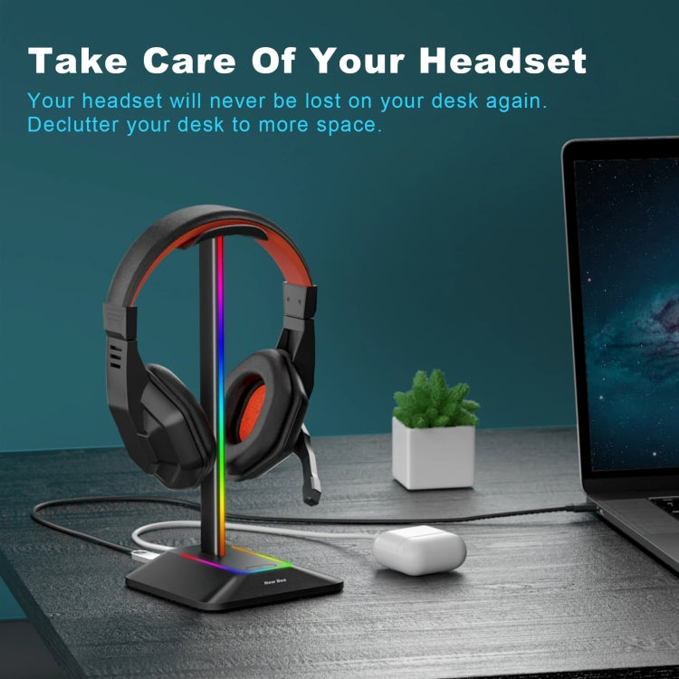 New Bee Dual Output Colorful Headset Display Rack HUB Expansion Headphone Holder, Color: Z8 Black - HoMEdemic™ 