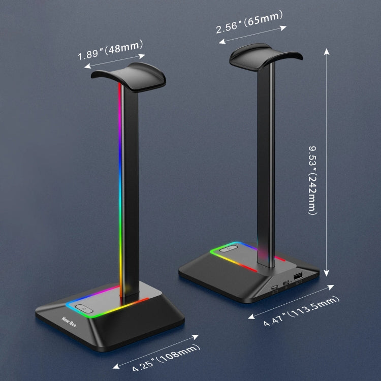 New Bee Dual Output Colorful Headset Display Rack HUB Expansion Headphone Holder, Color: Z8 Black - HoMEdemic™ 