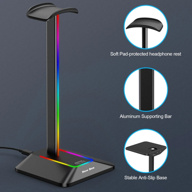 New Bee Dual Output Colorful Headset Display Rack HUB Expansion Headphone Holder, Color: Z8 Black - HoMEdemic™ 