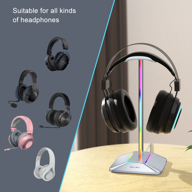 New Bee Dual Output Colorful Headset Display Rack HUB Expansion Headphone Holder, Color: Z8 Black - HoMEdemic™ 