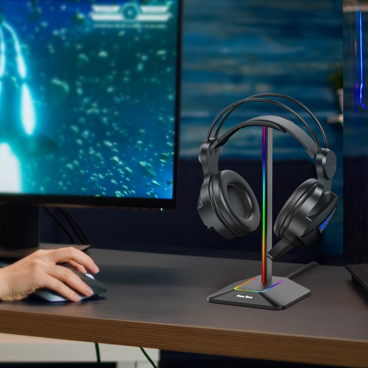 New Bee Dual Output Colorful Headset Display Rack HUB Expansion Headphone Holder, Color: Z8 Black - HoMEdemic™ 
