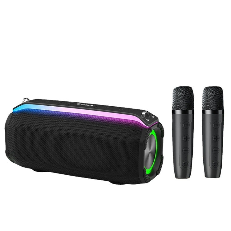 New RiXing NR8809 20W Outdoor Portable TWS Smart Wireless Bluetooth Speaker, Style:Dual Mic(Black) - HoMEdemic™ 