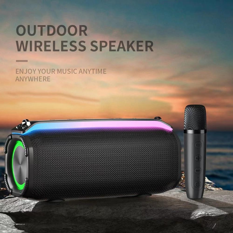 New RiXing NR8809 20W Outdoor Portable TWS Smart Wireless Bluetooth Speaker, Style:Dual Mic(Grey) - HoMEdemic™ 
