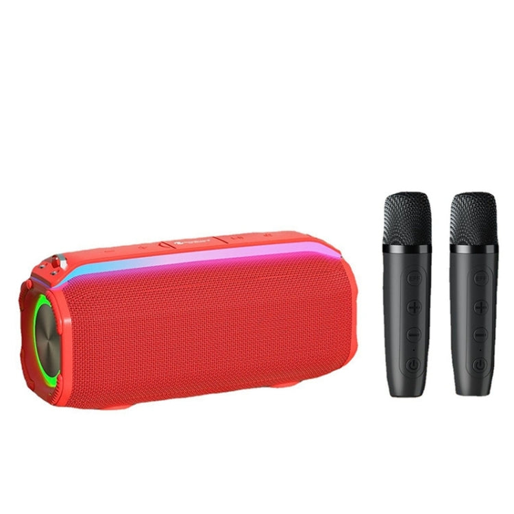 New RiXing NR8809 20W Outdoor Portable TWS Smart Wireless Bluetooth Speaker, Style:Dual Mic(Red) - HoMEdemic™ 