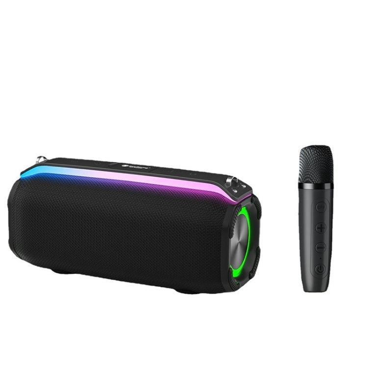 New RiXing NR8809 20W Outdoor Portable TWS Smart Wireless Bluetooth Speaker, Style:Single Mic(Black) - HoMEdemic™ 