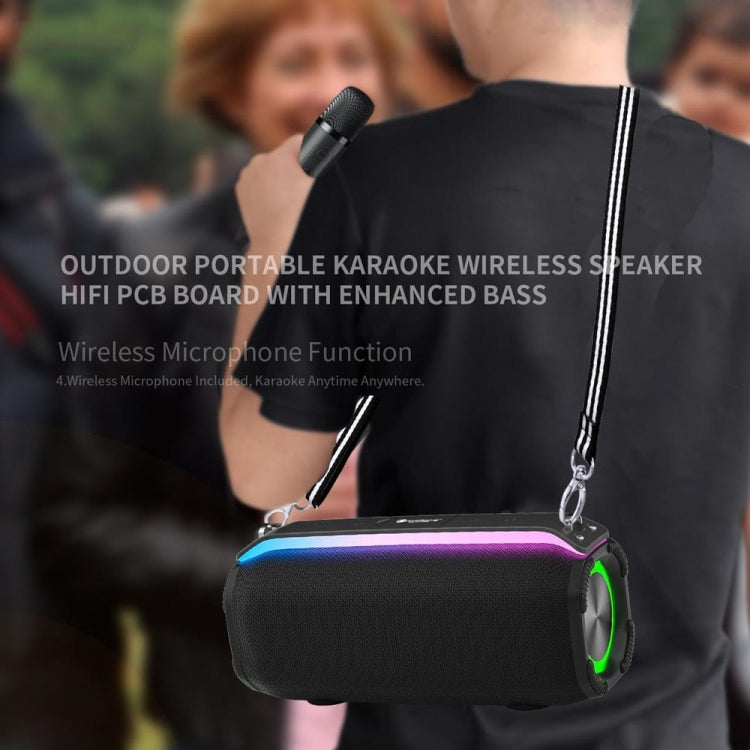 New RiXing NR8809 20W Outdoor Portable TWS Smart Wireless Bluetooth Speaker, Style:Single Mic(Black) - HoMEdemic™ 
