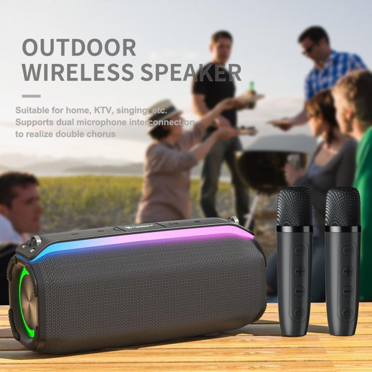 New RiXing NR8809 20W Outdoor Portable TWS Smart Wireless Bluetooth Speaker, Style:Single Mic(Blue) - HoMEdemic™ 