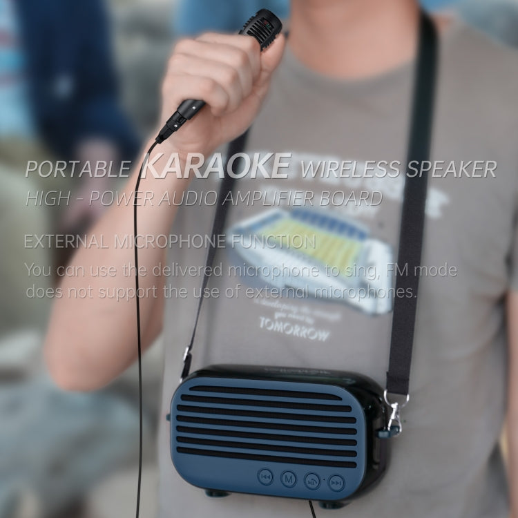New Rixing NR-3000M Bluetooth 5.0 Portable Karaoke Wireless Bluetooth Speaker with Microphone & Shoulder Strap(Black) - HoMEdemic™ 
