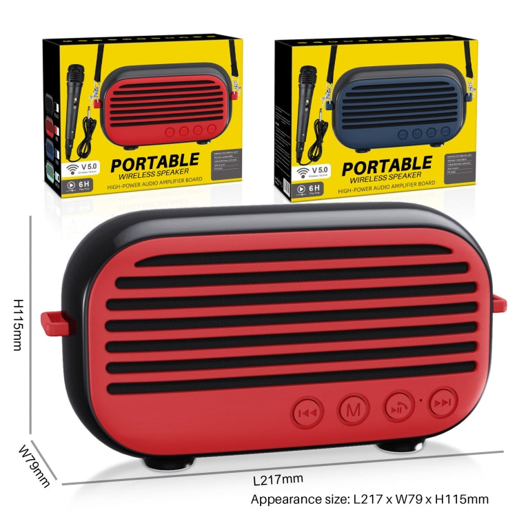 New Rixing NR-3000M Bluetooth 5.0 Portable Karaoke Wireless Bluetooth Speaker with Microphone & Shoulder Strap(Blue) - HoMEdemic™ 