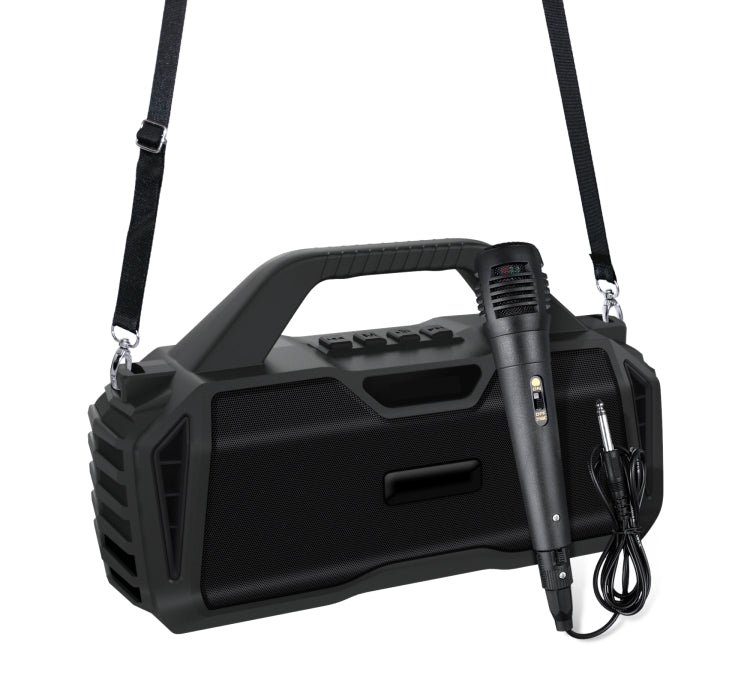 New Rixing NR-6011M Bluetooth 5.0 Portable Outdoor Karaoke Wireless Bluetooth Speaker with Microphone & Shoulder Strap(Black) - HoMEdemic™ 
