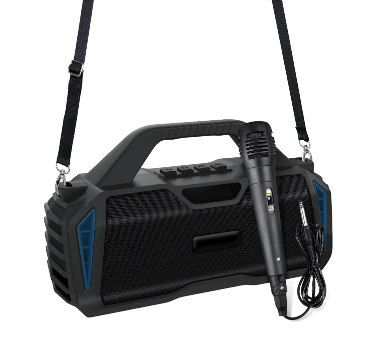 New Rixing NR-6011M Bluetooth 5.0 Portable Outdoor Karaoke Wireless Bluetooth Speaker with Microphone & Shoulder Strap(Blue) - HoMEdemic™ 