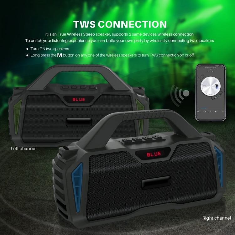 New Rixing NR-6011M Bluetooth 5.0 Portable Outdoor Karaoke Wireless Bluetooth Speaker with Microphone & Shoulder Strap(Blue) - HoMEdemic™ 