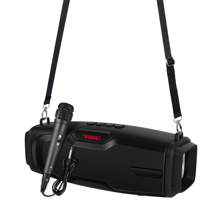 New Rixing NR-6012M Bluetooth 5.0 Portable Outdoor Karaoke Wireless Bluetooth Speaker with Microphone & Shoulder Strap(Black) - HoMEdemic™ 