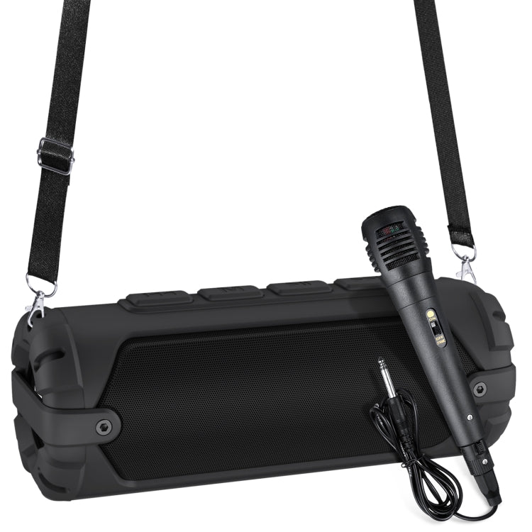 New Rixing NR-6013M Bluetooth 5.0 Portable Outdoor Karaoke Wireless Bluetooth Speaker with Microphone & Shoulder Strap(Black) - HoMEdemic™ 