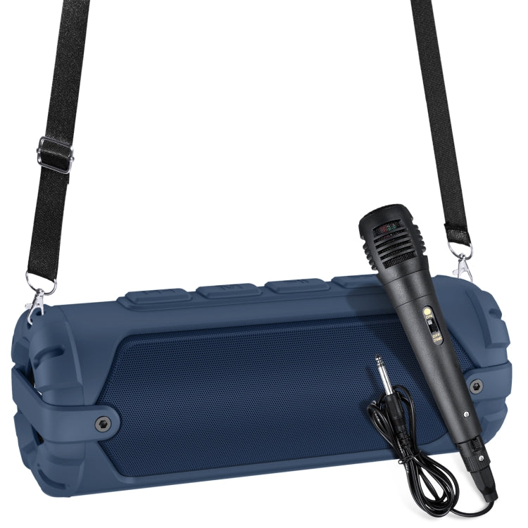 New Rixing NR-6013M Bluetooth 5.0 Portable Outdoor Karaoke Wireless Bluetooth Speaker with Microphone & Shoulder Strap(Blue) - HoMEdemic™ 