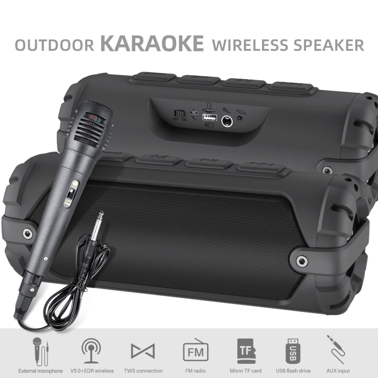 New Rixing NR-6013M Bluetooth 5.0 Portable Outdoor Karaoke Wireless Bluetooth Speaker with Microphone & Shoulder Strap(Blue) - HoMEdemic™ 