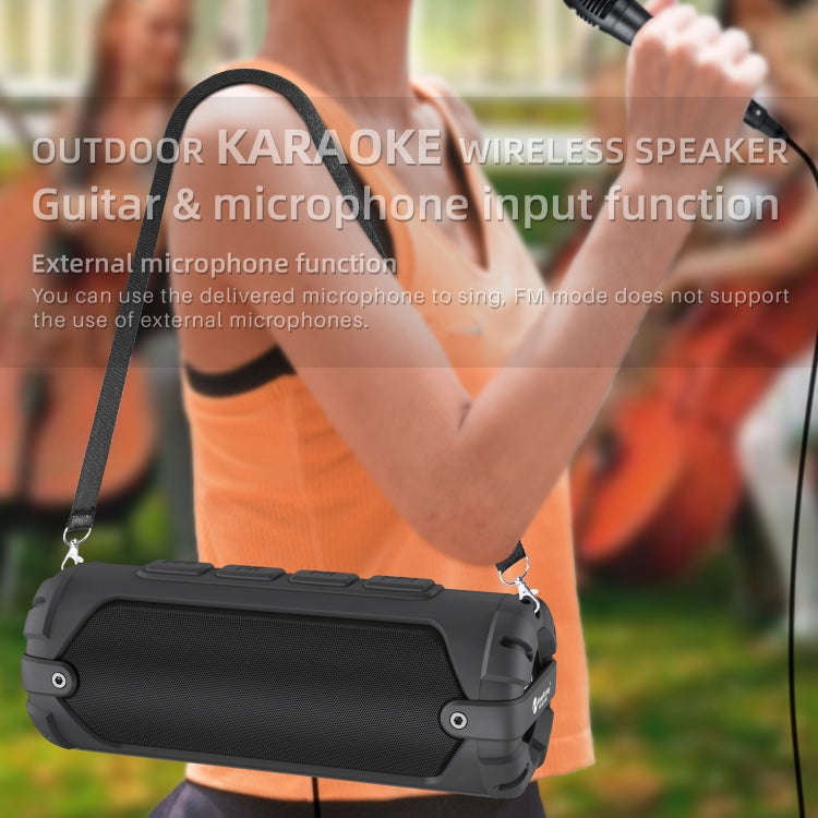 New Rixing NR-6013M Bluetooth 5.0 Portable Outdoor Karaoke Wireless Bluetooth Speaker with Microphone & Shoulder Strap(Green) - HoMEdemic™ 