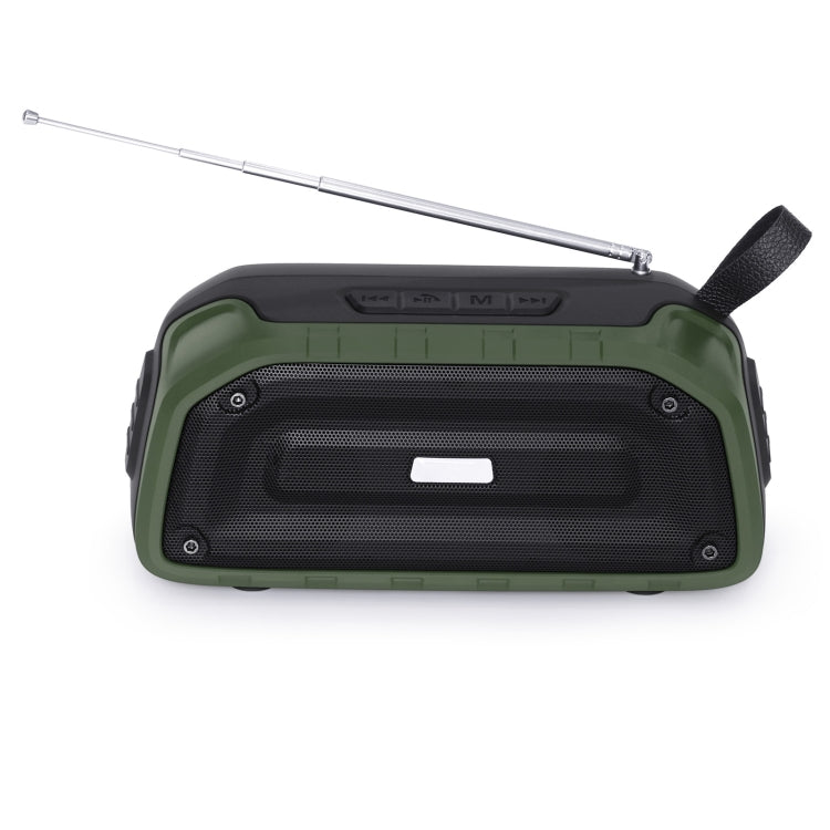 New Rixing NR-906FM TWS Waterproof Bluetooth Speaker Support Hands-free Call / FM with Handle & Antenna(Army Green) - HoMEdemic™ 