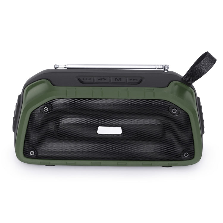 New Rixing NR-906FM TWS Waterproof Bluetooth Speaker Support Hands-free Call / FM with Handle & Antenna(Army Green) - HoMEdemic™ 