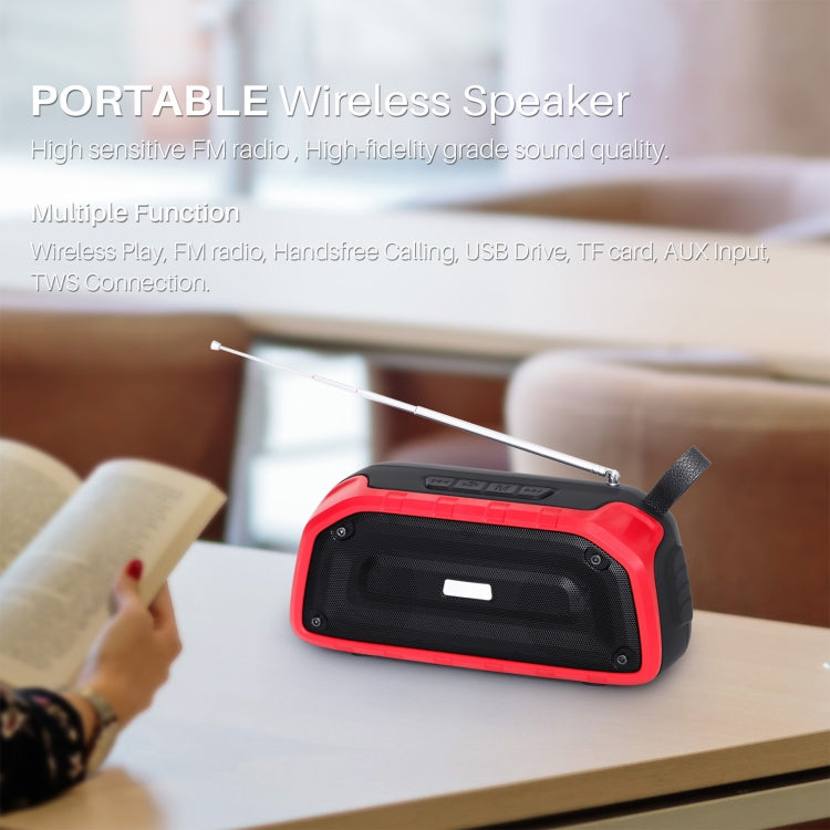 New Rixing NR-906FM TWS Waterproof Bluetooth Speaker Support Hands-free Call / FM with Handle & Antenna(Army Green) - HoMEdemic™ 