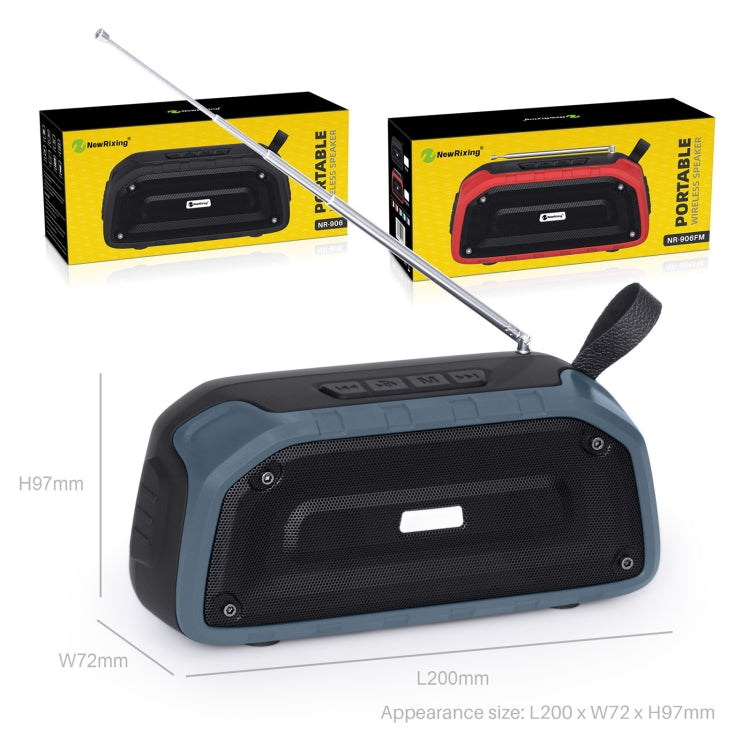 New Rixing NR-906FM TWS Waterproof Bluetooth Speaker Support Hands-free Call / FM with Handle & Antenna(Black) - HoMEdemic™ 