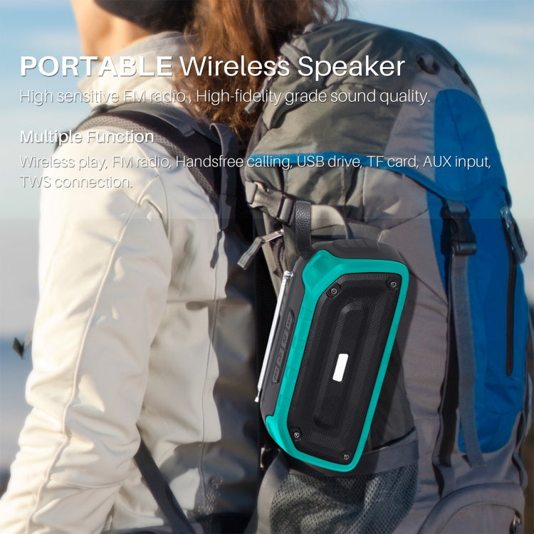New Rixing NR-906FM TWS Waterproof Bluetooth Speaker Support Hands-free Call / FM with Handle & Antenna(Black) - HoMEdemic™ 