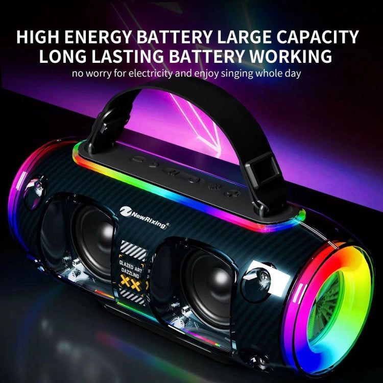 New Rixing NR8806 Portable Outdoor Wireless Bluetooth Speaker RGB Colorful Subwoofer, Style:Dual Mic(Black) - HoMEdemic™ 