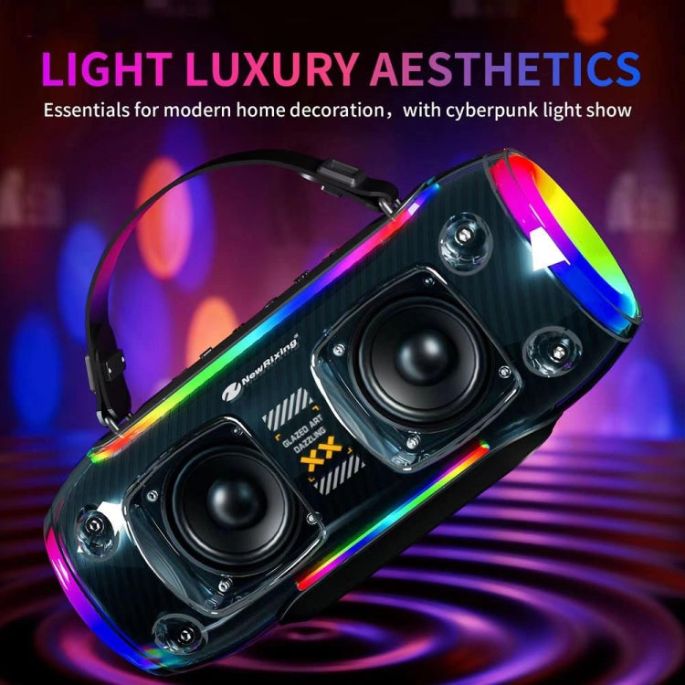 New Rixing NR8806 Portable Outdoor Wireless Bluetooth Speaker RGB Colorful Subwoofer, Style:Dual Mic(Black) - HoMEdemic™ 