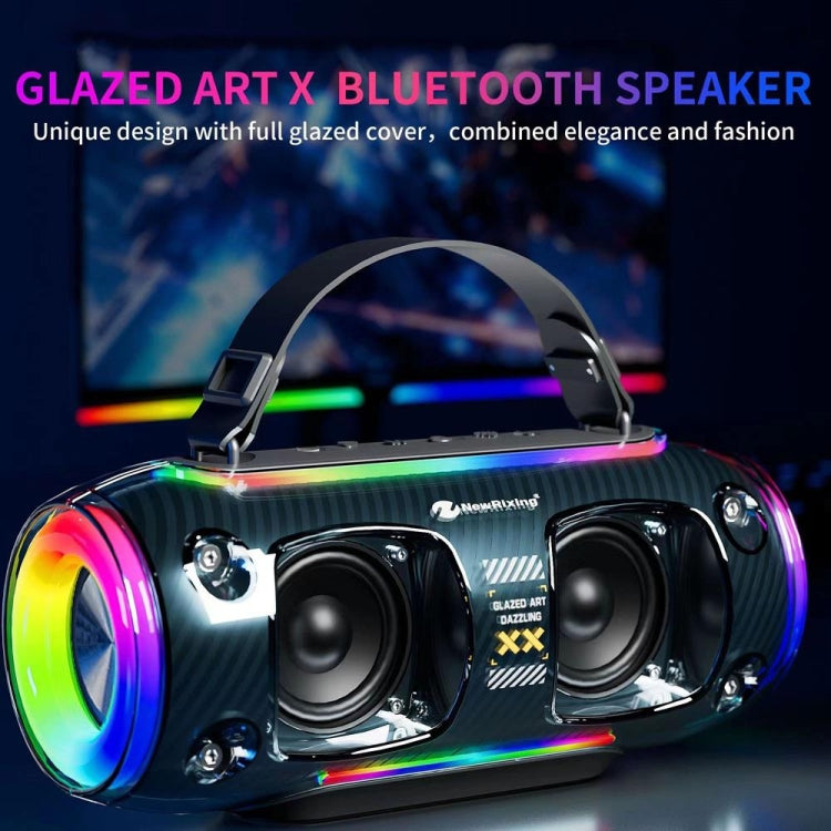 New Rixing NR8806 Portable Outdoor Wireless Bluetooth Speaker RGB Colorful Subwoofer, Style:Dual Mic(Blue) - HoMEdemic™ 