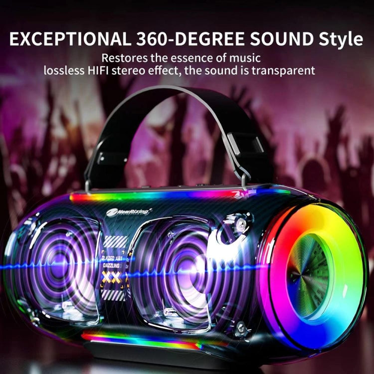 New Rixing NR8806 Portable Outdoor Wireless Bluetooth Speaker RGB Colorful Subwoofer, Style:Single Mic(Blue) - HoMEdemic™ 