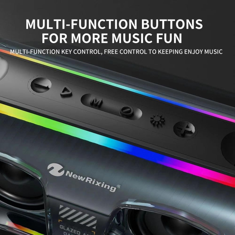 New Rixing NR8806 Portable Outdoor Wireless Bluetooth Speaker RGB Colorful Subwoofer, Style:Without Mic(Blue) - HoMEdemic™ 