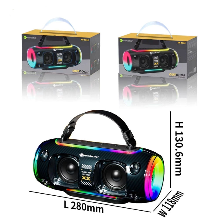 New Rixing NR8806 Portable Outdoor Wireless Bluetooth Speaker RGB Colorful Subwoofer, Style:Without Mic(Blue) - HoMEdemic™ 