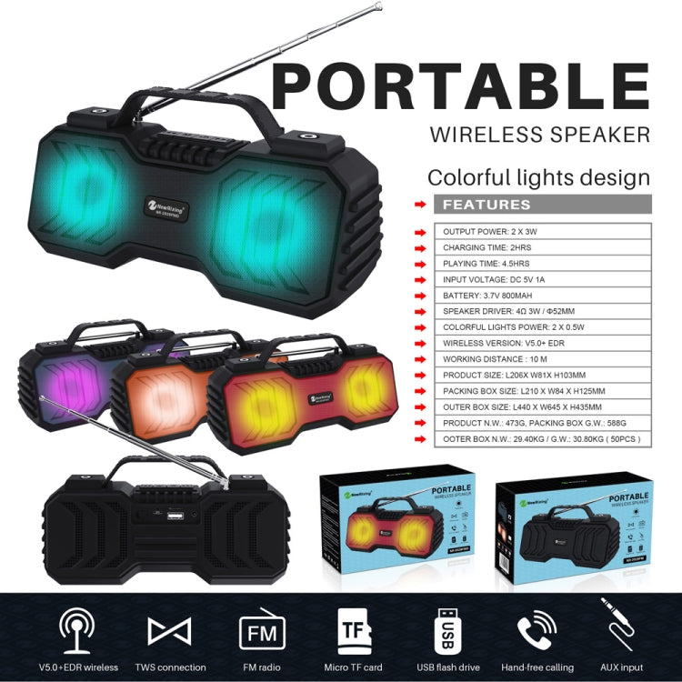 NewRixing NR-2029FMD TWS LED Flashlight Bluetooth Speaker, Support TF Card / FM / 3.5mm AUX / U Disk / Hands-free Calling(Qrange) - HoMEdemic™ 