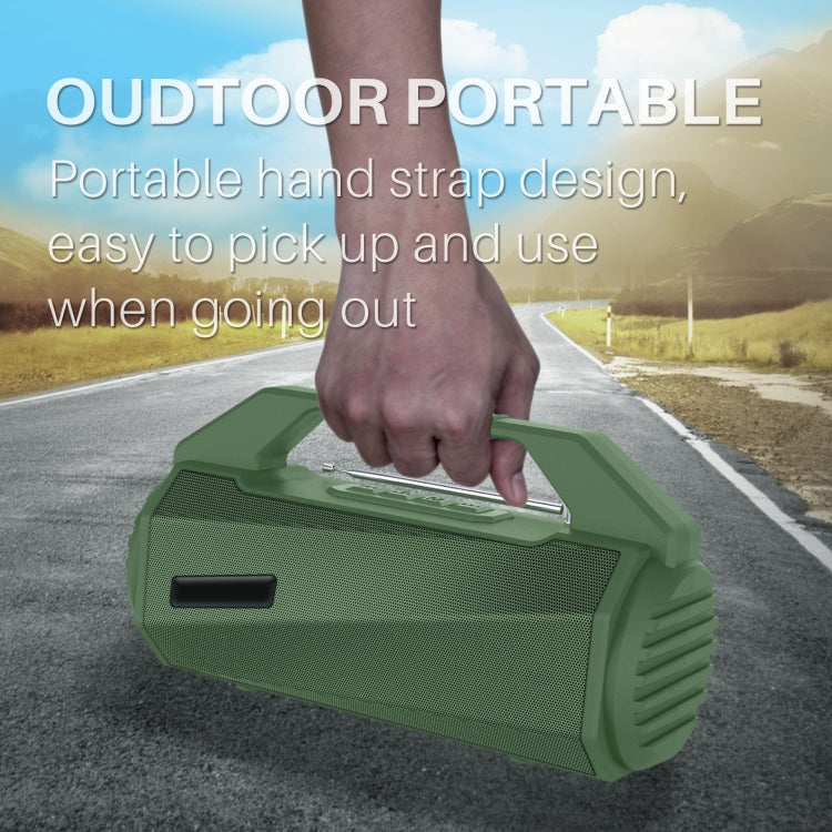 NewRixing NR-4025FM with Screen Outdoor Splash-proof Water Portable Bluetooth Speaker, Support Hands-free Call / TF Card / FM / U Disk(Green) - HoMEdemic™ 