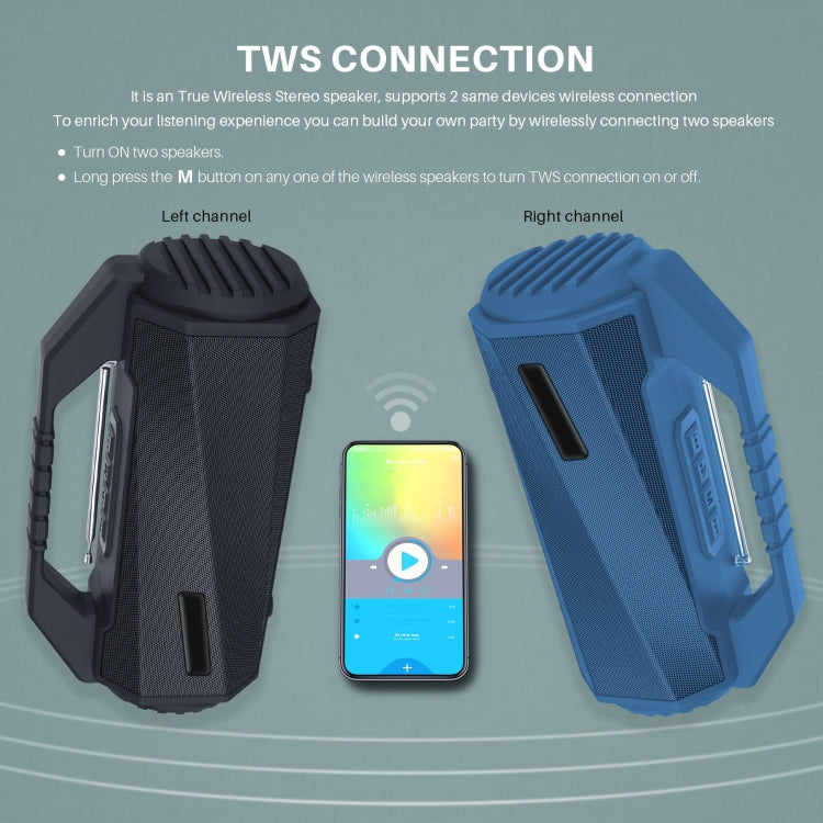 NewRixing NR-4025FM with Screen Outdoor Splash-proof Water Portable Bluetooth Speaker, Support Hands-free Call / TF Card / FM / U Disk(Green) - HoMEdemic™ 