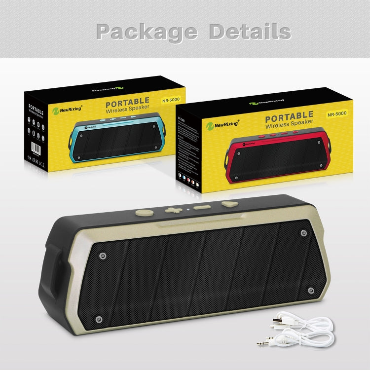 NewRixing NR-5000 IPX5 High Fidelity Bluetooth Speaker, Support Hands-free Call / TF Card / FM / U Disk(Red) - HoMEdemic™ 