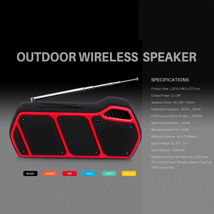 NewRixing NR-5011fm Outdoor Portable Bluetooth Speakerr, Support Hands-free Call / TF Card / FM / U Disk(Green) - HoMEdemic™ 